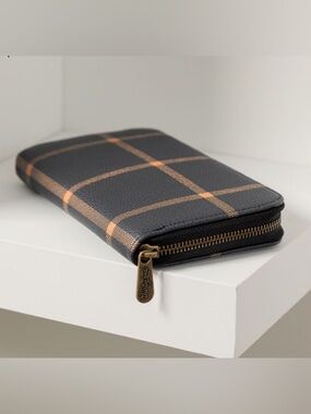 Thirty-One All About the Benjamins Wallet - Caramel Windowpane Pebble